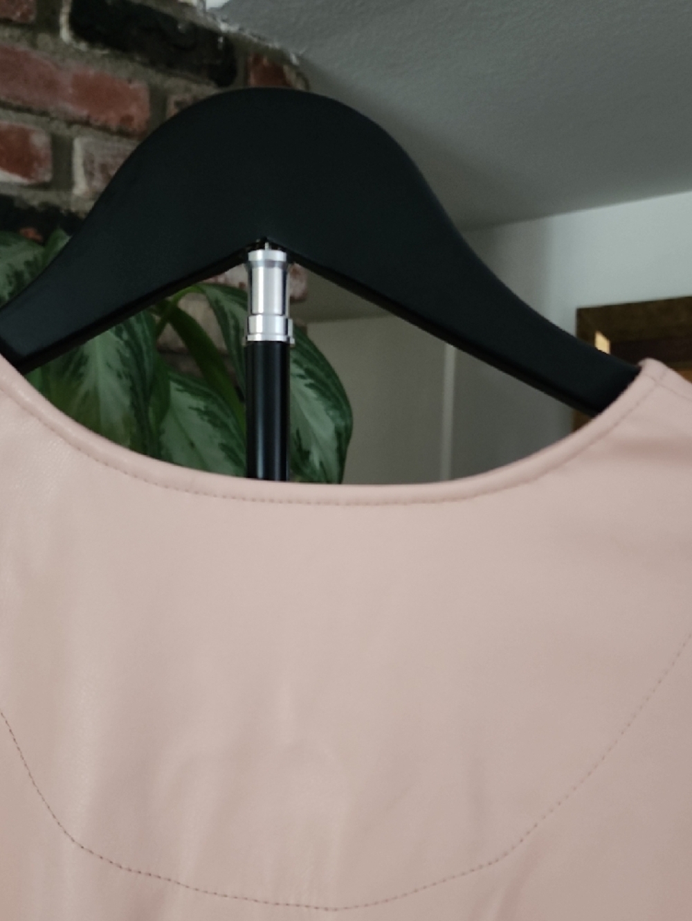 Anthropologie Somerset Vegan Leather Mini Dress Pink Rose Smocked Waist NWT - Picture 8 of 16